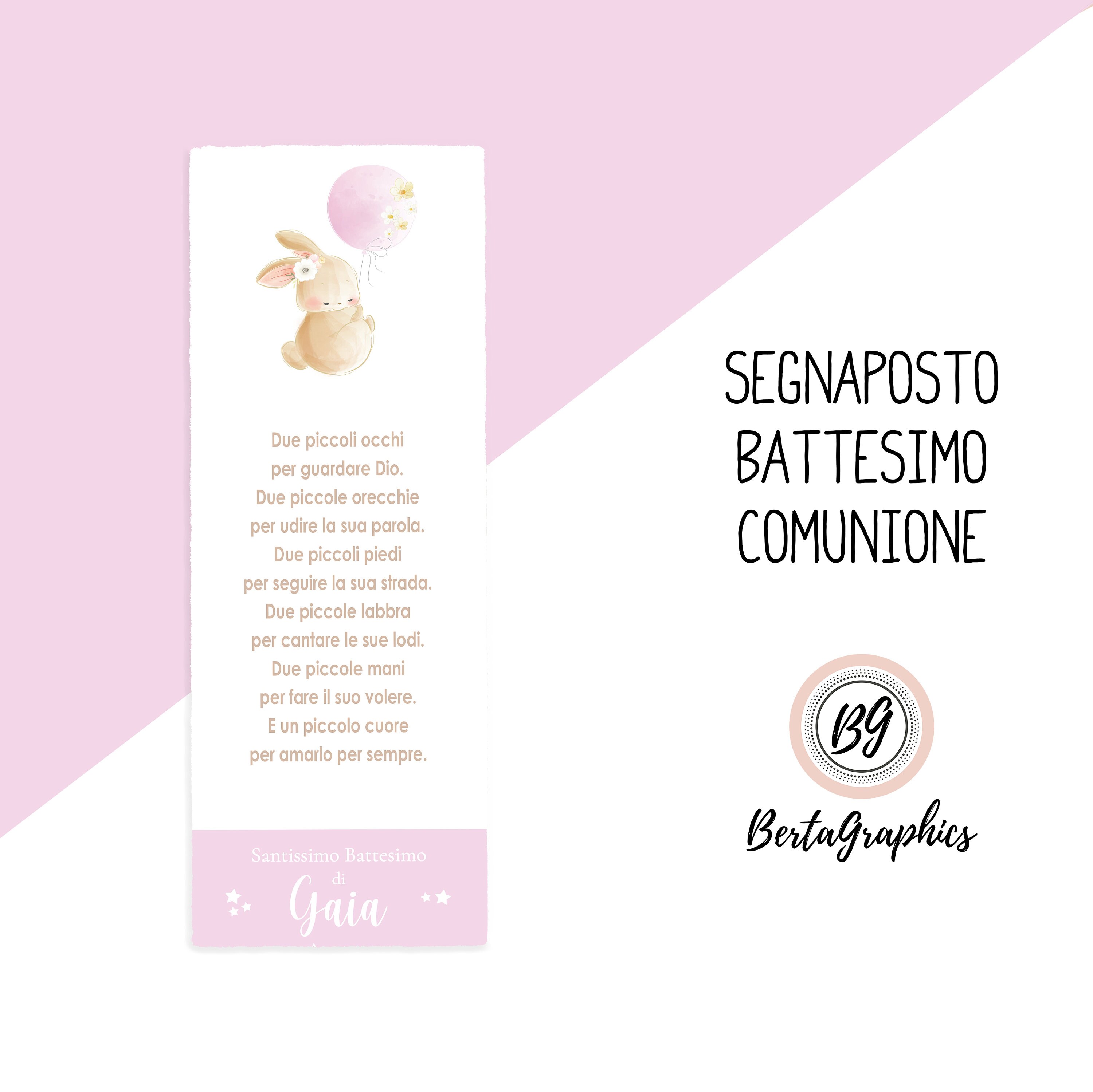 Baby baptism, personalized bunny placeholder