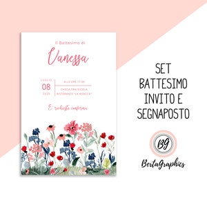 Invito Battesimo bimbo bimba, segnaposto