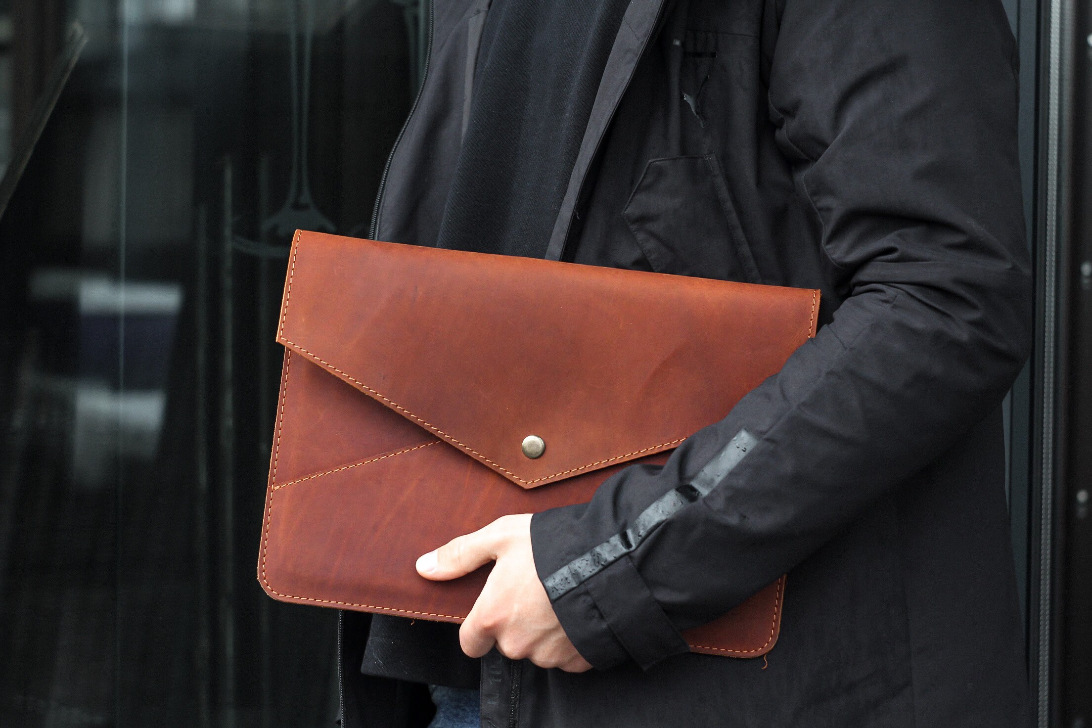 Leather Laptop sleeve envelope macbook air 11 12 Simple Etsy