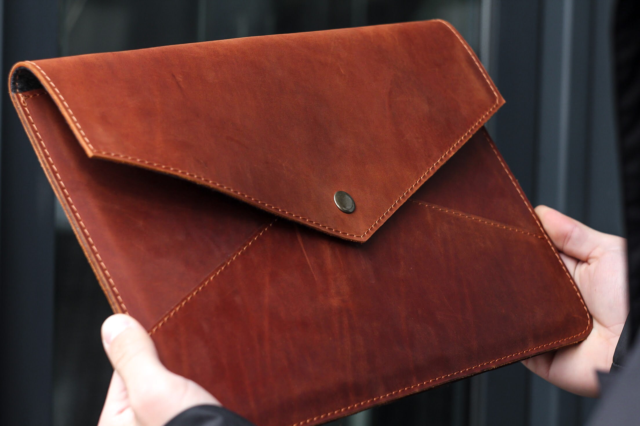 Leather Laptop sleeve envelope macbook air 11 12 Simple Etsy