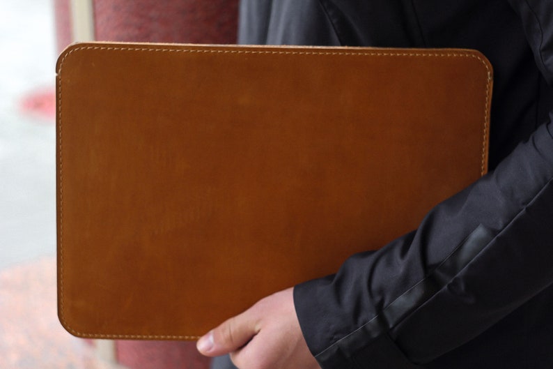 Handmade slim leather laptop sleeve macbook air 11 12 Genuine Etsy