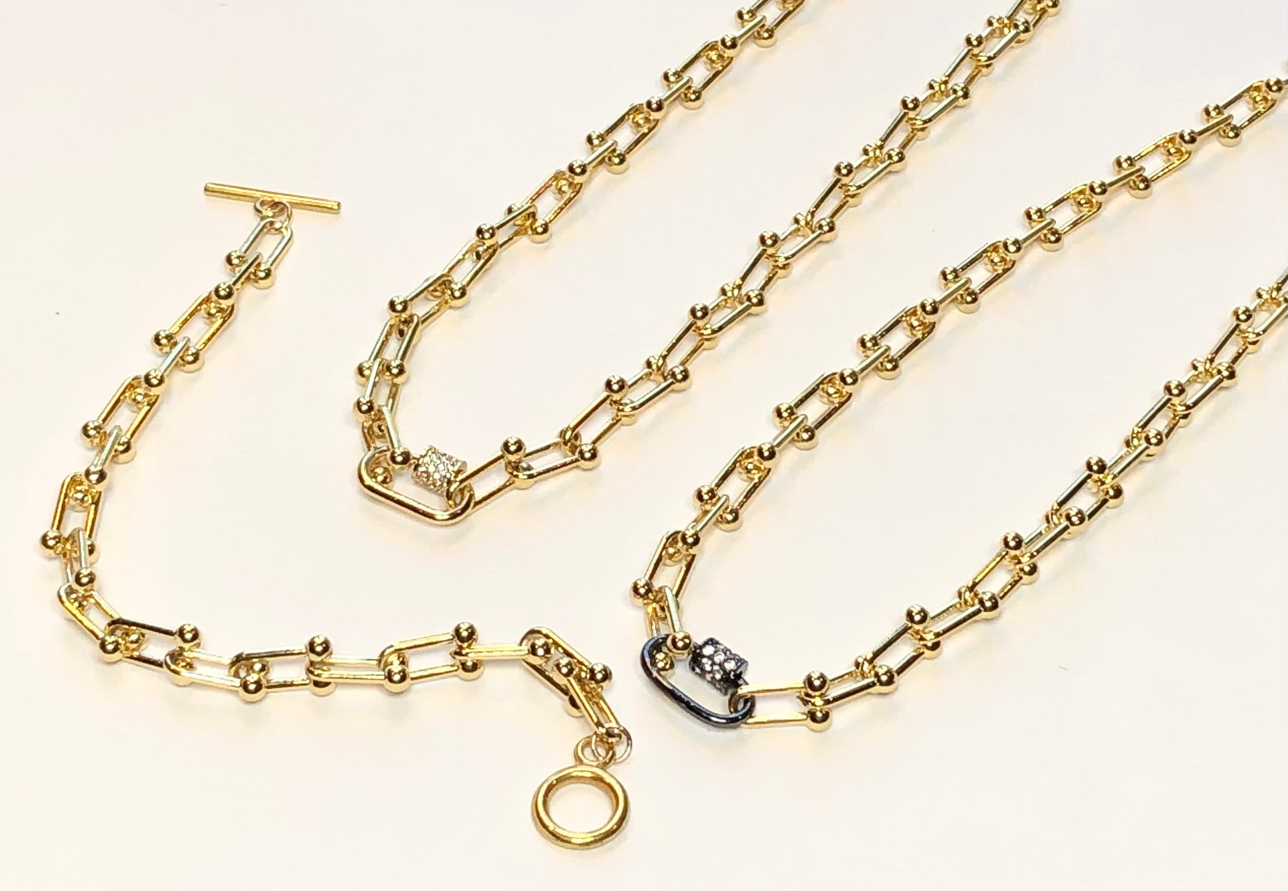 Chunky Gold Horseshoe Link Chain Bracelet With Toggle Closure Etsy UK