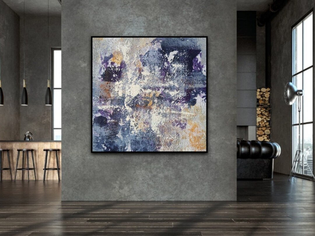 Blue Grey Abstract Large Wall Art, Blue Grey Oversize Artwork, Paint to Order , Hetzel Style ...