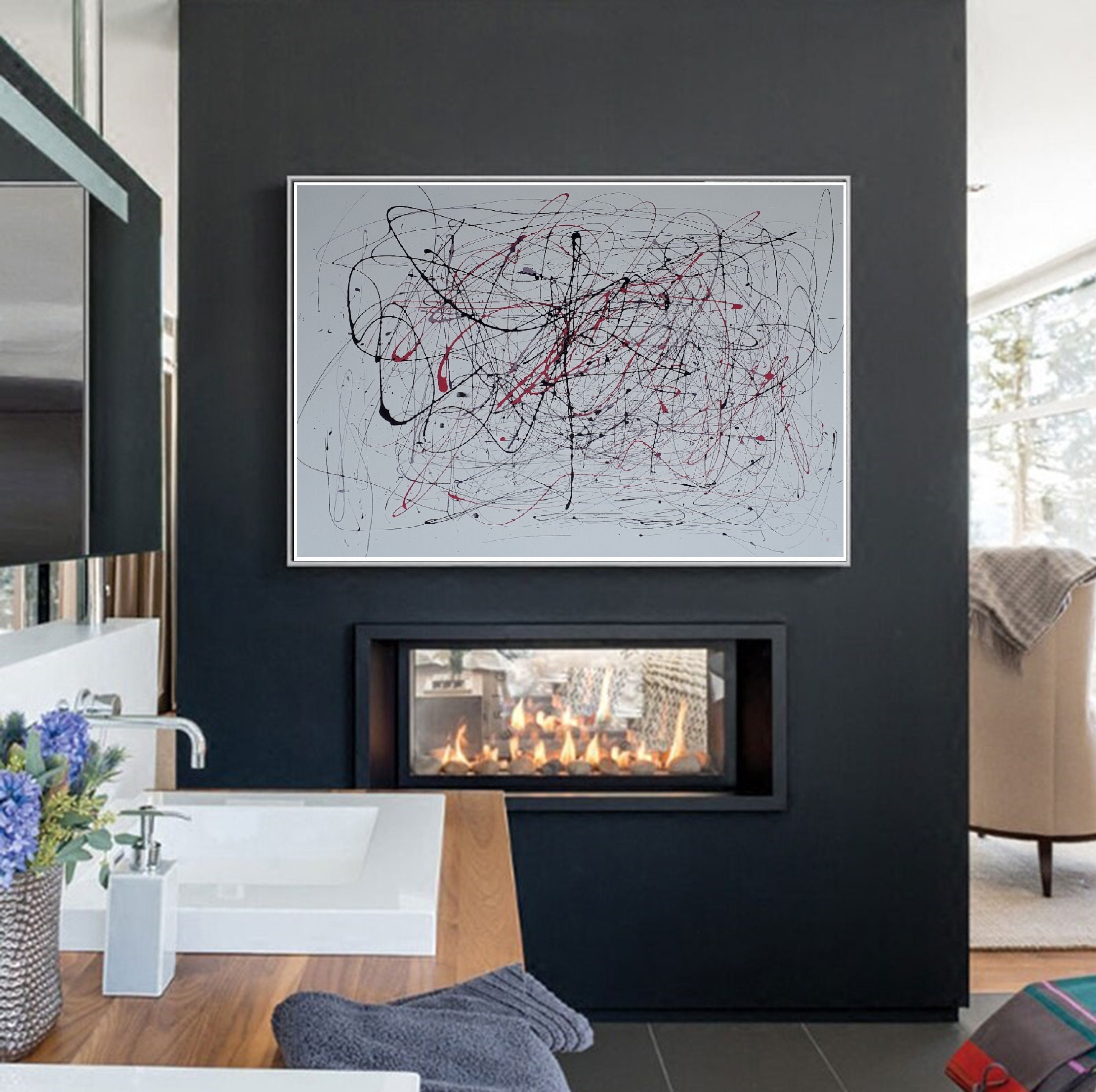 Moderne Wand-Dekor zeitgenössische Kunst Oversize-Malerei | Etsy