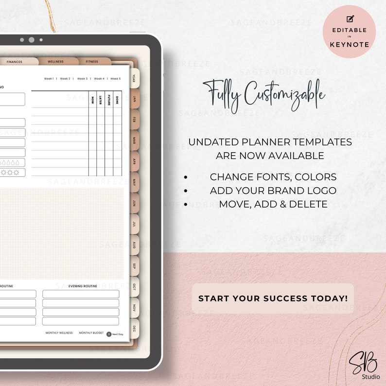 2024 Digital Planner Templates, Hyperlinked Digital Planner Template