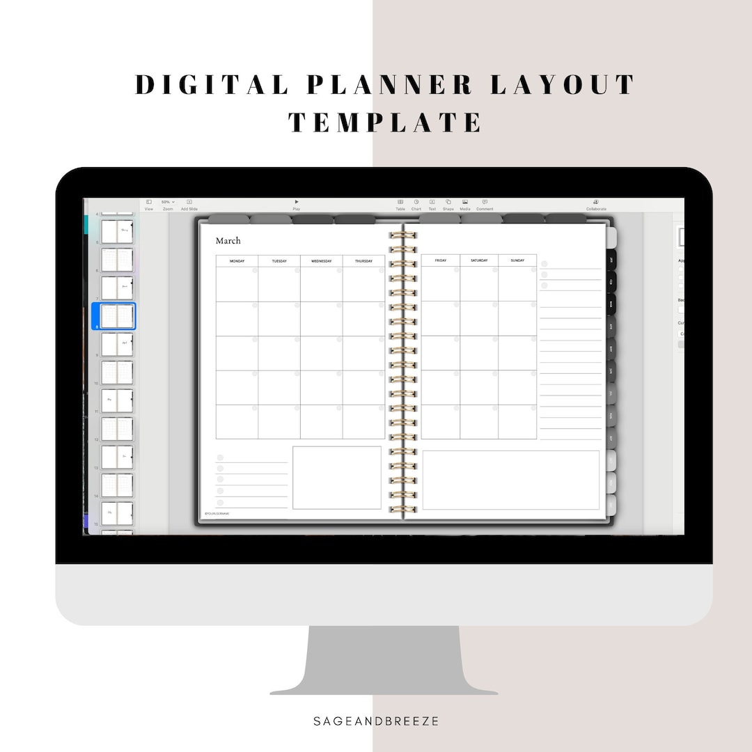 Digital Planner Layout Template Digital Tabs Planner Layout Etsy