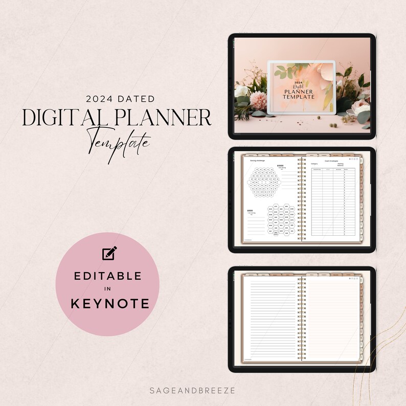 2024 Digital Planner Templates Hyperlinked Digital Planner Etsy