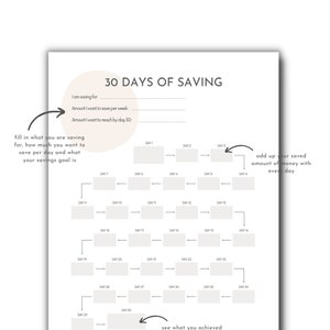 Printable Savings Tracker Download Savings Challenge Digital 30 Day Savings Instant Printable Saving Money Challenge To Save Money Tracking