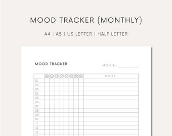 Daily Mood Tracker Printable Mood Track Monthly Emotion Tracker Digital Mood Journal Mental Health Tracker Printable Anxiety Tracker Digital