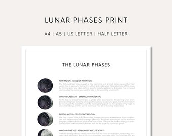 Lunar Phases Printable Lunar Art Digital Moon Phases Printable Housewarming Gift Phases Of The Moon Art For Housewarming Printable Moon Art