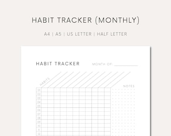 Tracker abitudini mensile stampabile Monitoraggio abitudini Download giornaliero Tracker obiettivi Planner stampabile Monitoraggio abitudini mensile 30 giorni Tracker abitudini stampabile
