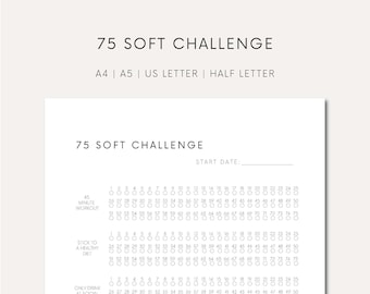 75 Soft Challenge Printable Fitness Journal Download Weight Loss Tracker Printable Workout Planner Digital 75 Medium Challenge Habit Tracker