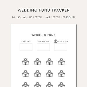 Printable Savings Tracker Printable For Wedding Fund Digital Wedding Fund Tracker Download Saving Challenge Printable Money Saving Printable