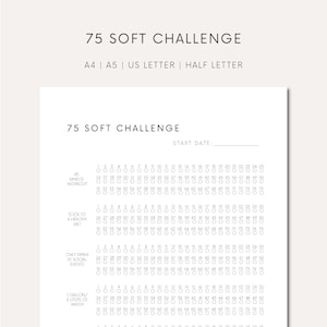 75 Soft Challenge Printable Fitness Journal Download Weight Loss Tracker Printable Workout Planner Digital 75 Medium Challenge Habit Tracker