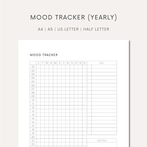 Year Mood Tracker Printable Daily Mood Track Digital Emotion Tracker Download Mood Journal Yearly Mental Health Tracker Anxiety Tracking