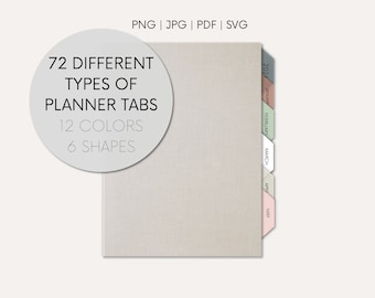 Printable Planner Tabs Instant Download Digital Tabs Download Binder Tabs Plotter Tabs For Cricut Page Dividers Clean Planner Labels Quality