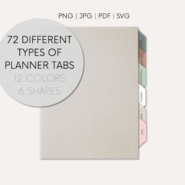 Printable Planner Tabs Instant Download Digital Tabs Download Binder Tabs Plotter Tabs For Cricut Page Dividers Clean Planner Labels Quality