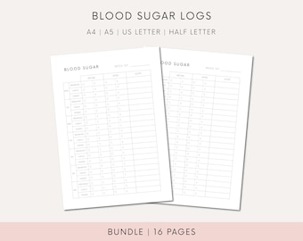 Bloedsuikerlogboek Afdrukbare bloedsuikertracker Wekelijks logboek Bloedsuikerlogboek Afdrukbaar medicatiespoor Bloedsuiker Digitaal diabeteslogboek
