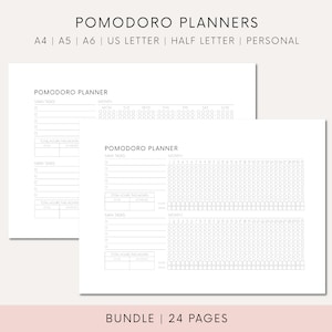 Personal Daily Pomodoro Printable Bundle Planner Pages Download Pomodoro Planner For Productivity Bundle Time Management Pomodoro Method