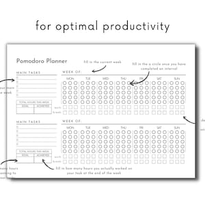 Printable Pomodoro Planner Bundle Printable Pomodoro Method - Etsy