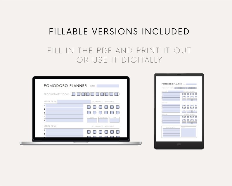 Printable Pomodoro Planner Download Productivity Tracker Pages for ...