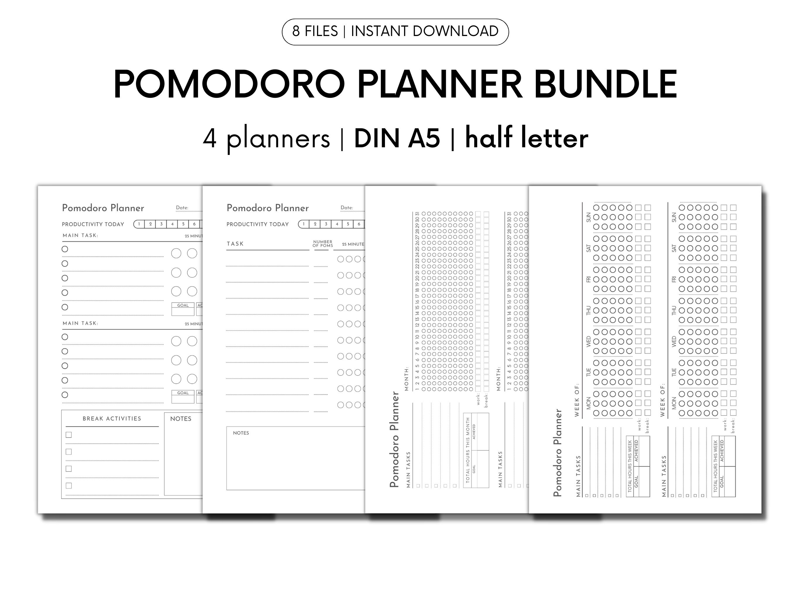 Printable Pomodoro Planner Bundle Printable Pomodoro Method - Etsy