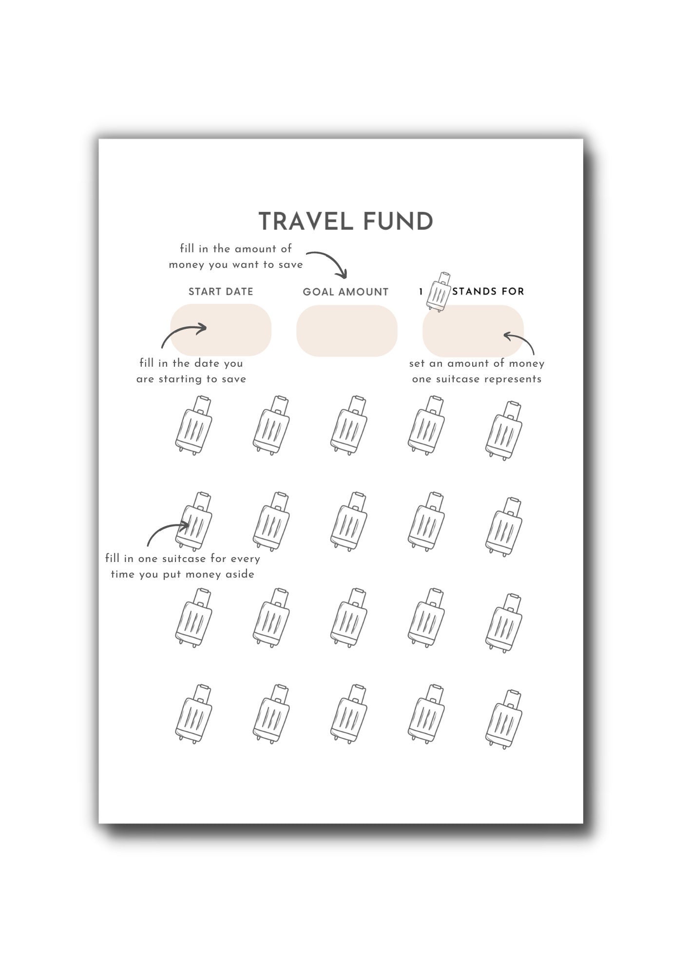 Savings Printable Tracker Download Vacation Fund Printable for Etsy