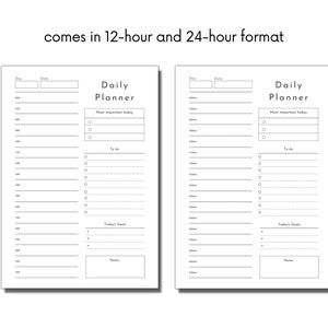 Minimal Daily Planner Download A5 Printable Minimalistic Planner Insert Daily Planner Half Letter Insert Journal Page Daily Minimal Tracker