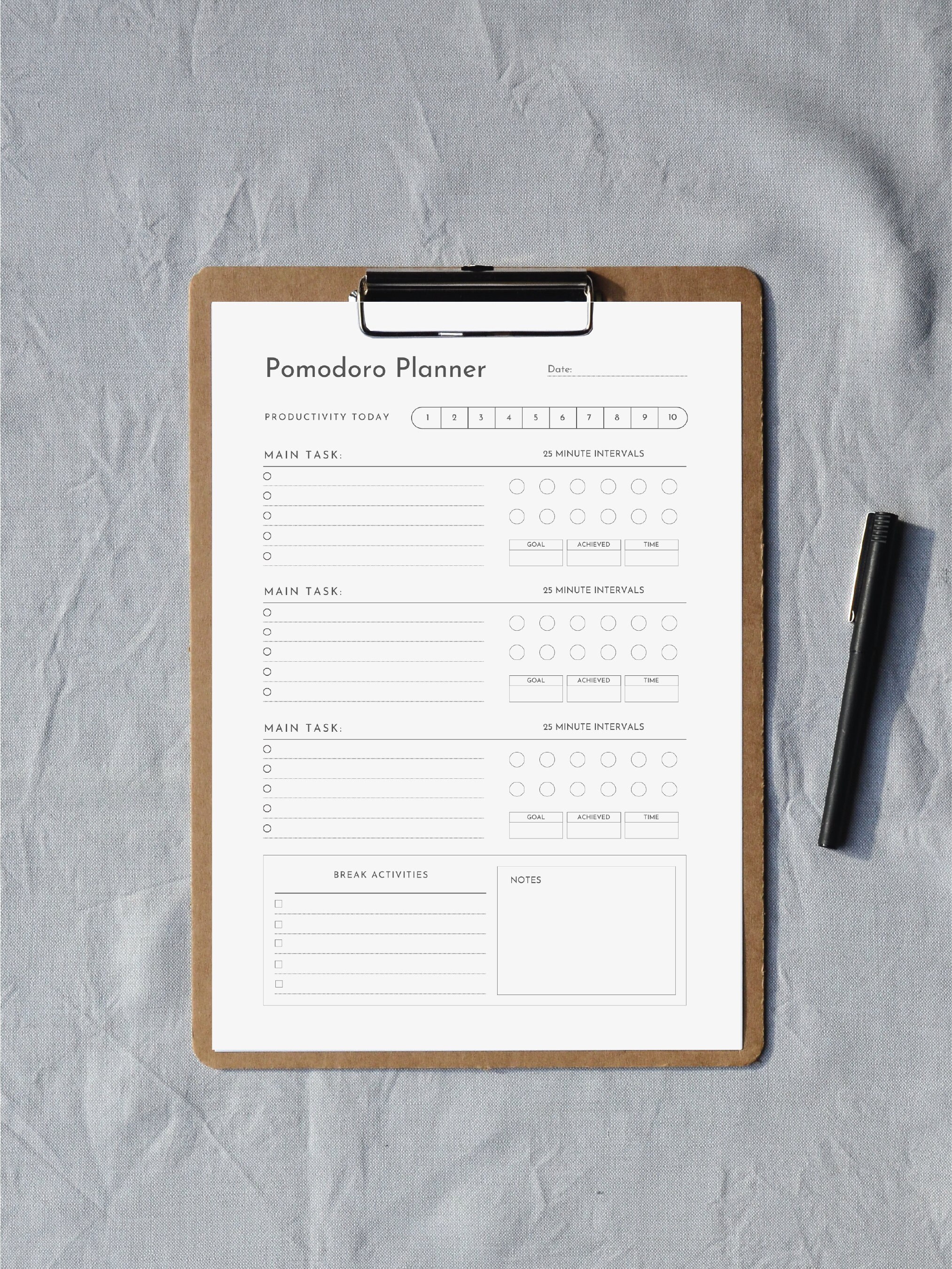 Printable Pomodoro Bundle Download Pomodoro Planner Pages for - Etsy