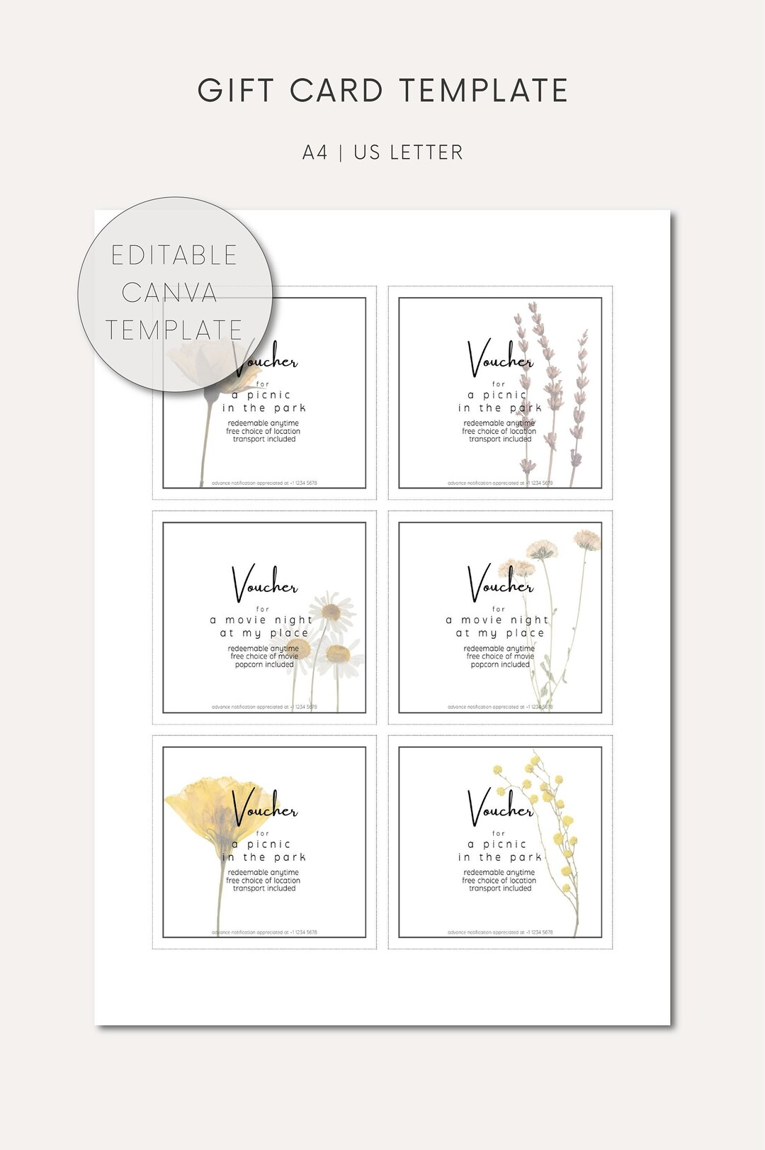 Voucher Canva Template Gift Card Canva Template Editable Gift Card