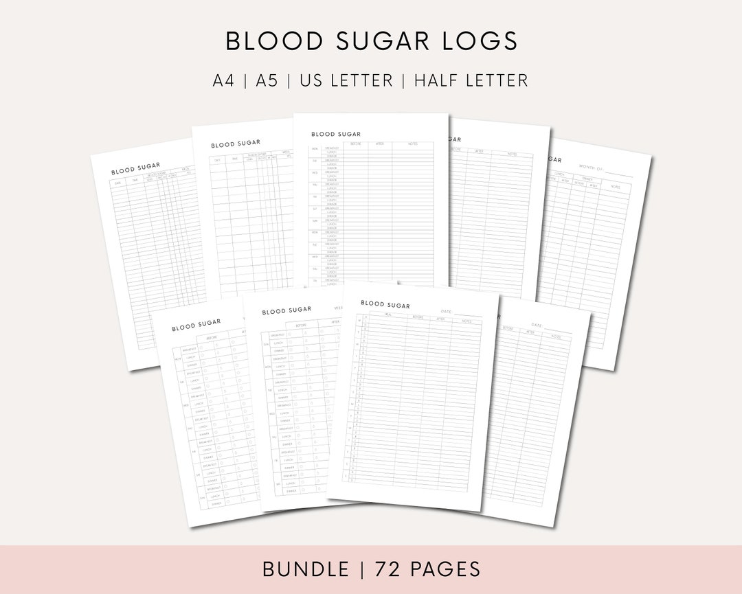 Blood Sugar Log Printable Blood Sugar Tracker Download Glucose Log ...