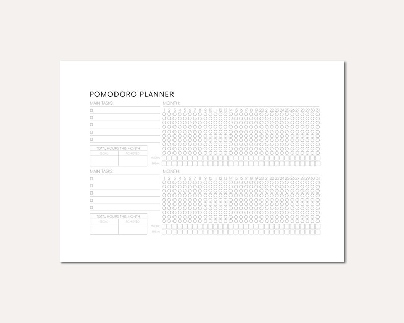 Printable Pomodoro Download Pomdoro Method Tracker Printable - Etsy