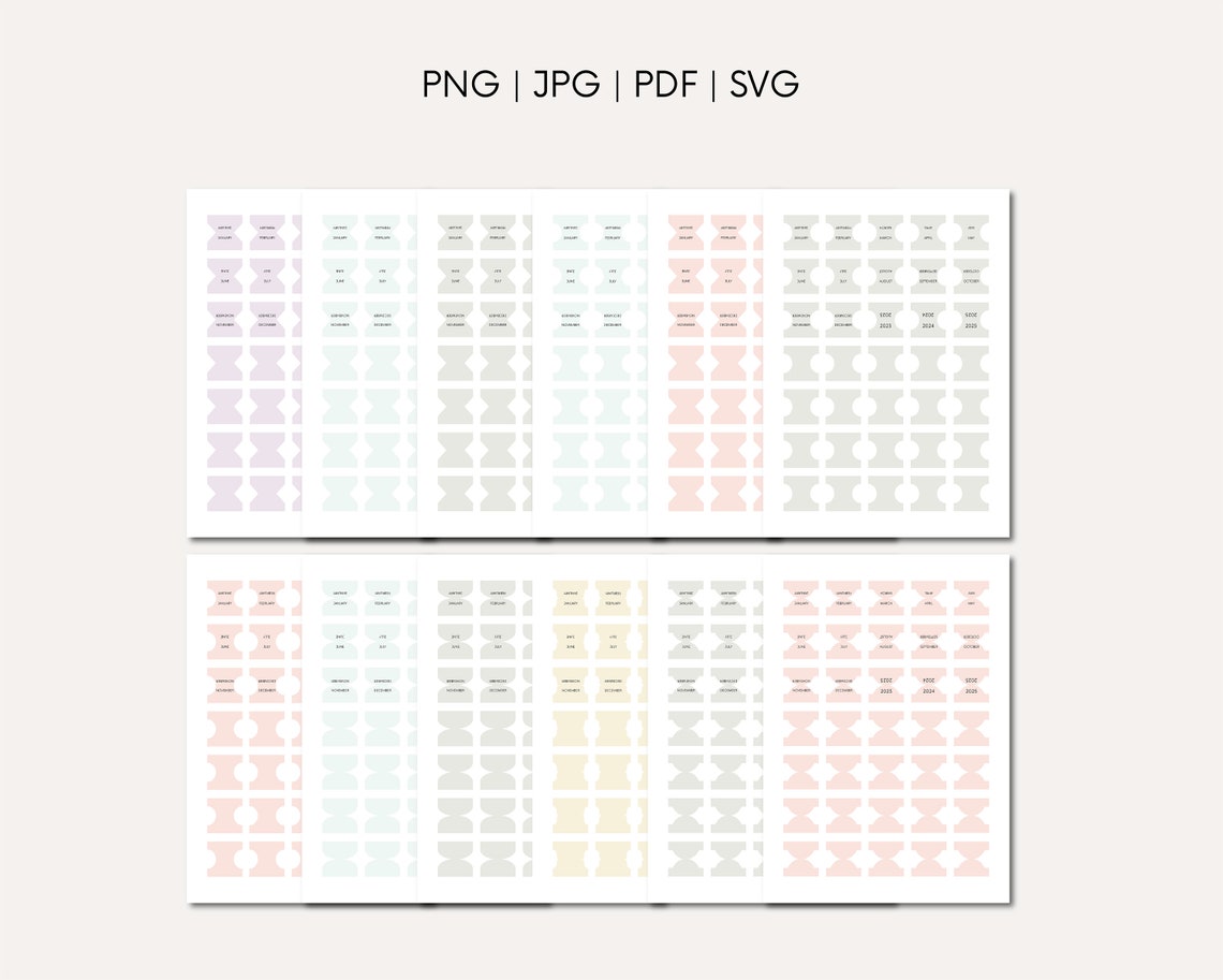 Printable Planner Tabs Instant Digital Download Pastel Planner Plotter ...