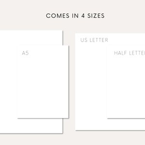 Pu&ograve; includere: Illustrazione che mostra quattro diverse dimensioni di carta: A4, A5, US Letter e Half Letter.