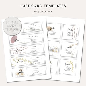 Gift Card Editable Gift Voucher Canva Template Printable Gift Card For Birthday Editable Gift Card For Wedding Printable Gift Card As Gift