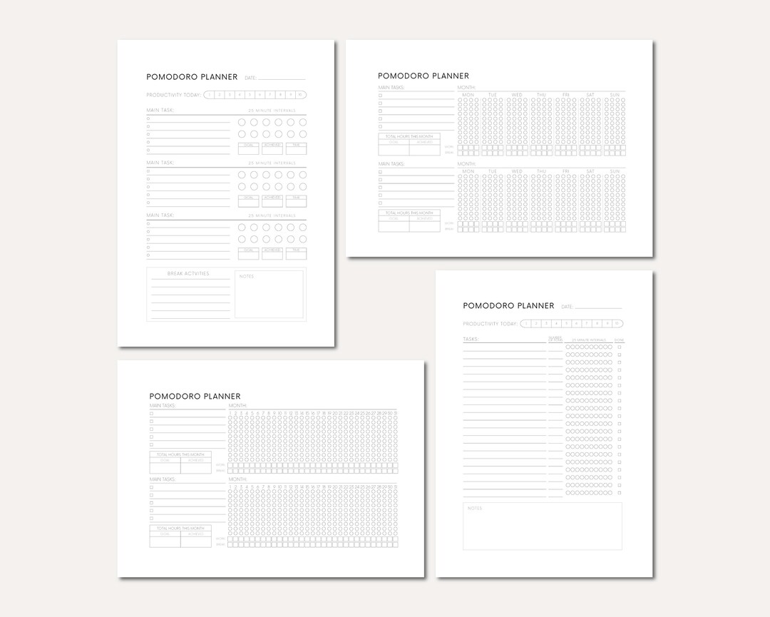 Printable Pomodoro Method Download Pomodoro Bundle Digital Pomodoro ...