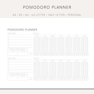 Printable Pomodoro Digital Productivity Tracker Download Pomodoro Planner For Time Management With Pomodoro Method Print Pomodoro Technique