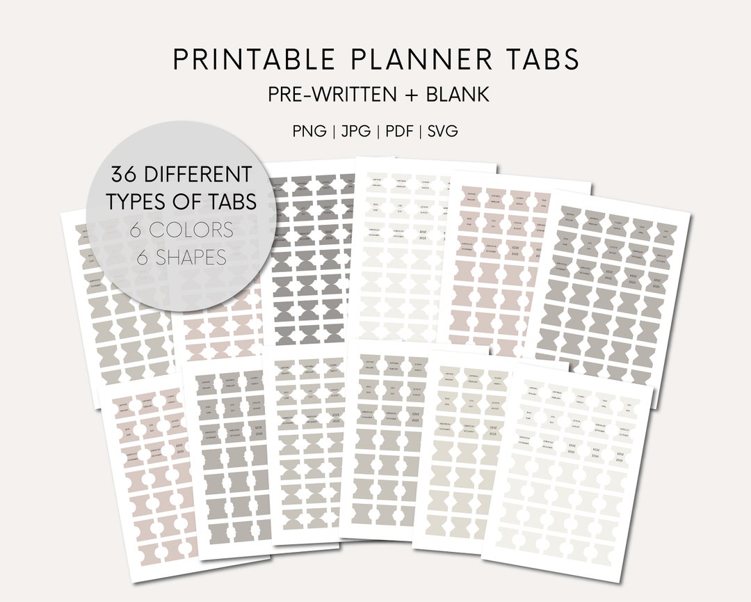 Planner Tabs Neutral Printable Journal Tabs Download Neutral Colors Tab Stickers for Planner