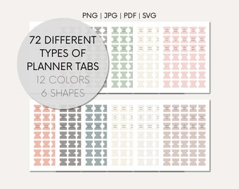 Printable Planner Tabs Instant Download Digital Tabs Download Binder Tabs Plotter Tabs For Cricut Page Dividers Clean Planner Labels Quality