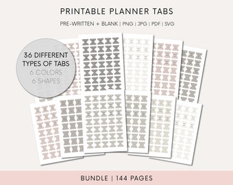 Planner Tabs Neutral Printable Journal Tabs Download Neutral Colors Tab Stickers For Planner Digital Planner Stickers Monthly Dividers Print