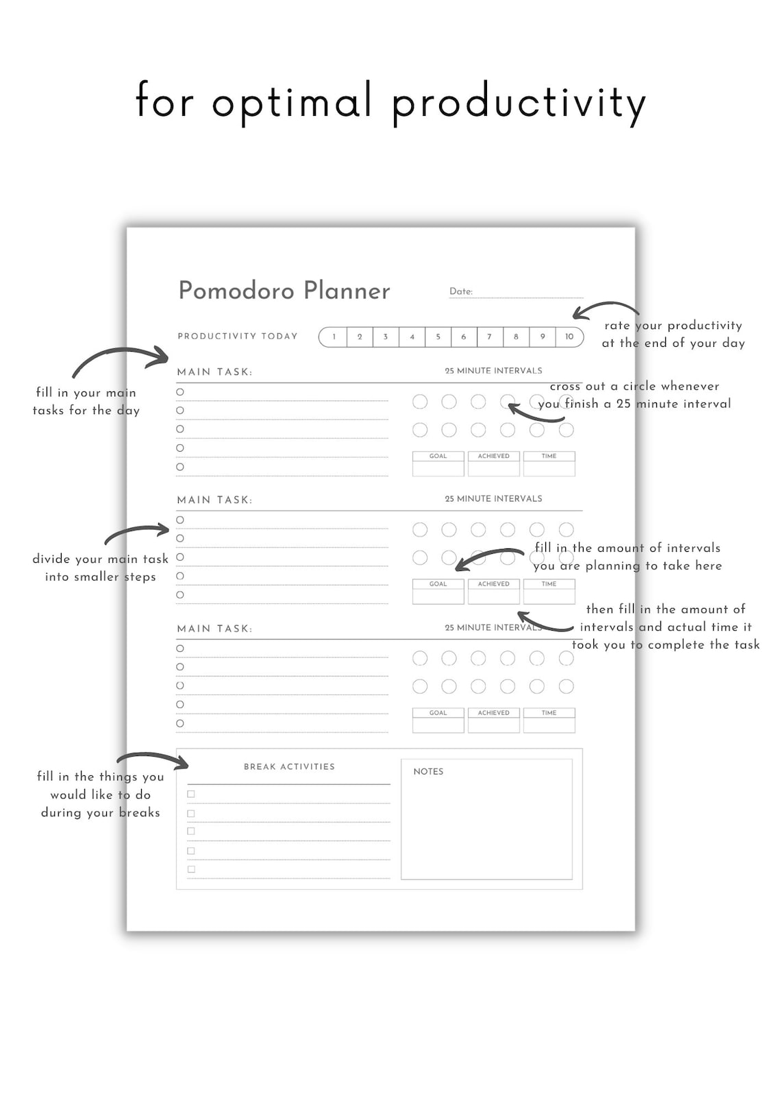 Printable Pomodoro Planner Bundle Printable Pomodoro Method - Etsy