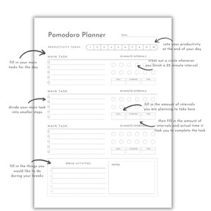 Printable Pomodoro Planner Bundle Printable Pomodoro Method - Etsy