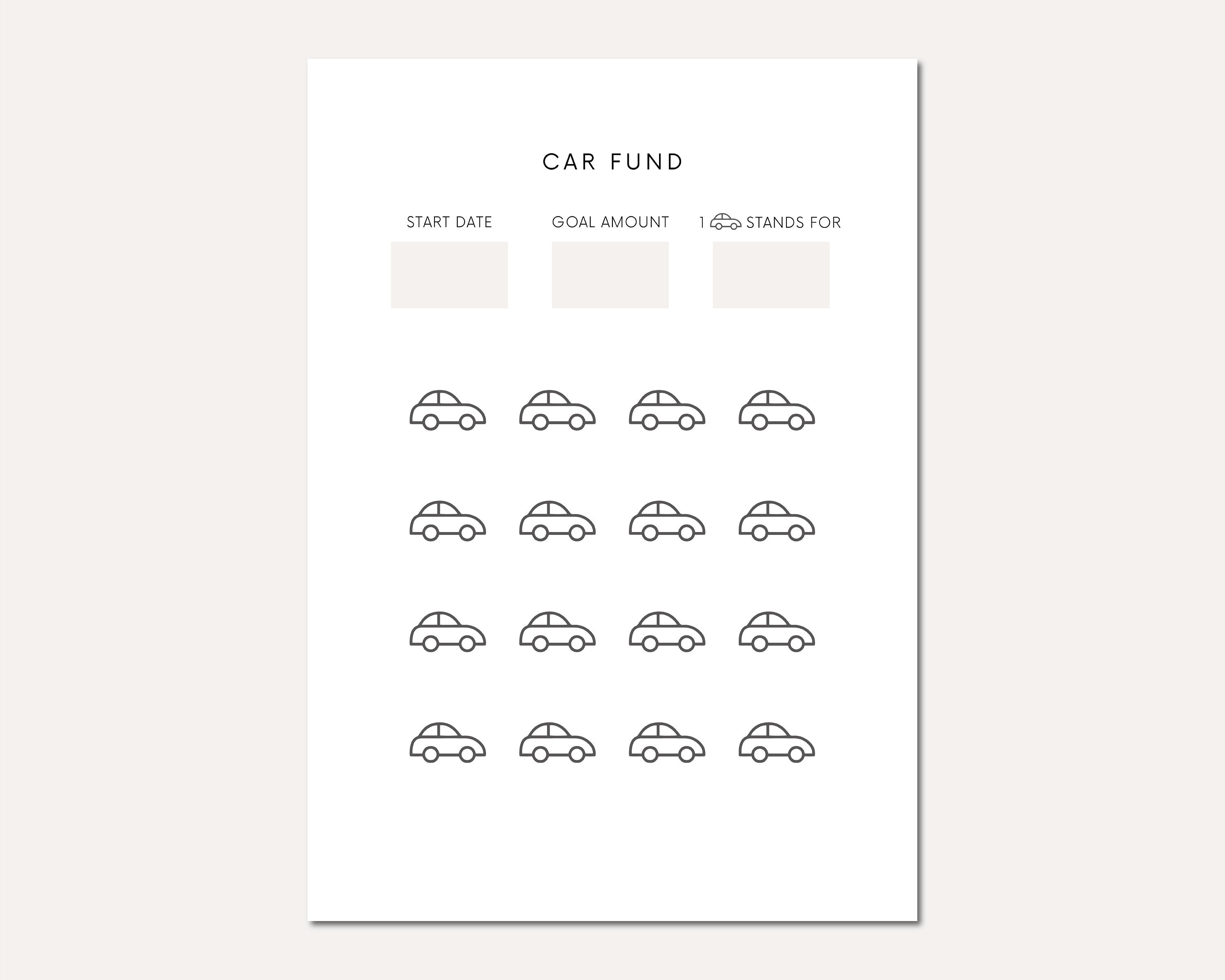 Printable Car Fund Tracker Printable Savings Tracker for Car Savings ...