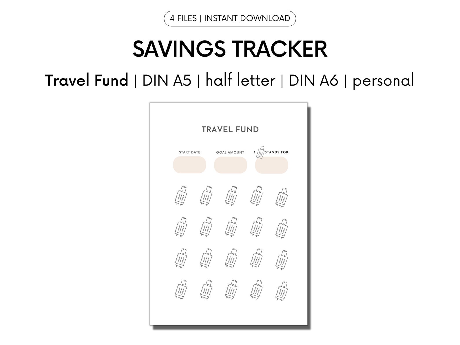 Savings Printable Tracker Download Vacation Fund Printable for Etsy