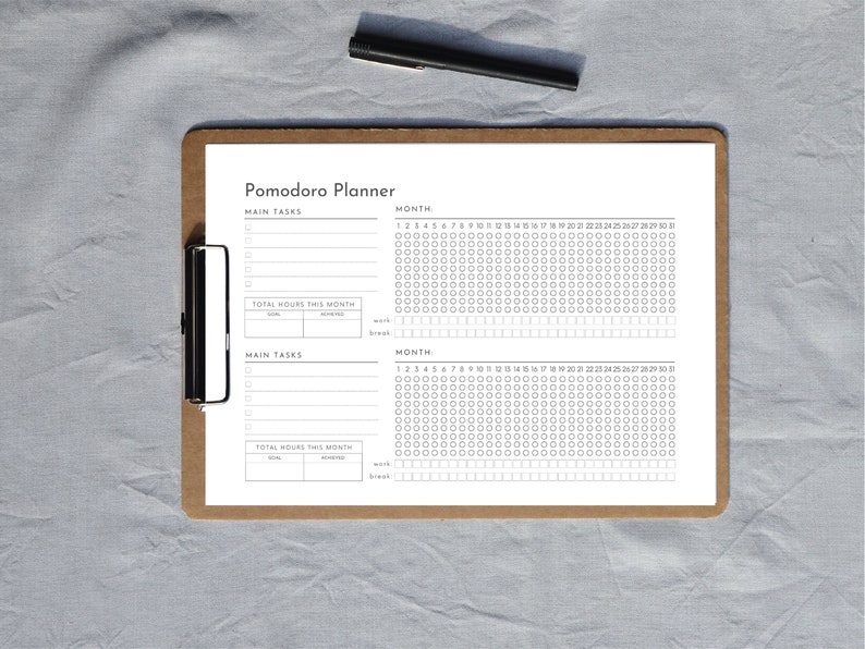 Printable Pomodoro Bundle Download Pomodoro Planner Pages for - Etsy
