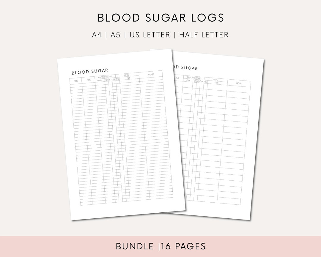 Blood Sugar Log Printable Blood Sugar Tracker Editable Printable Blood ...