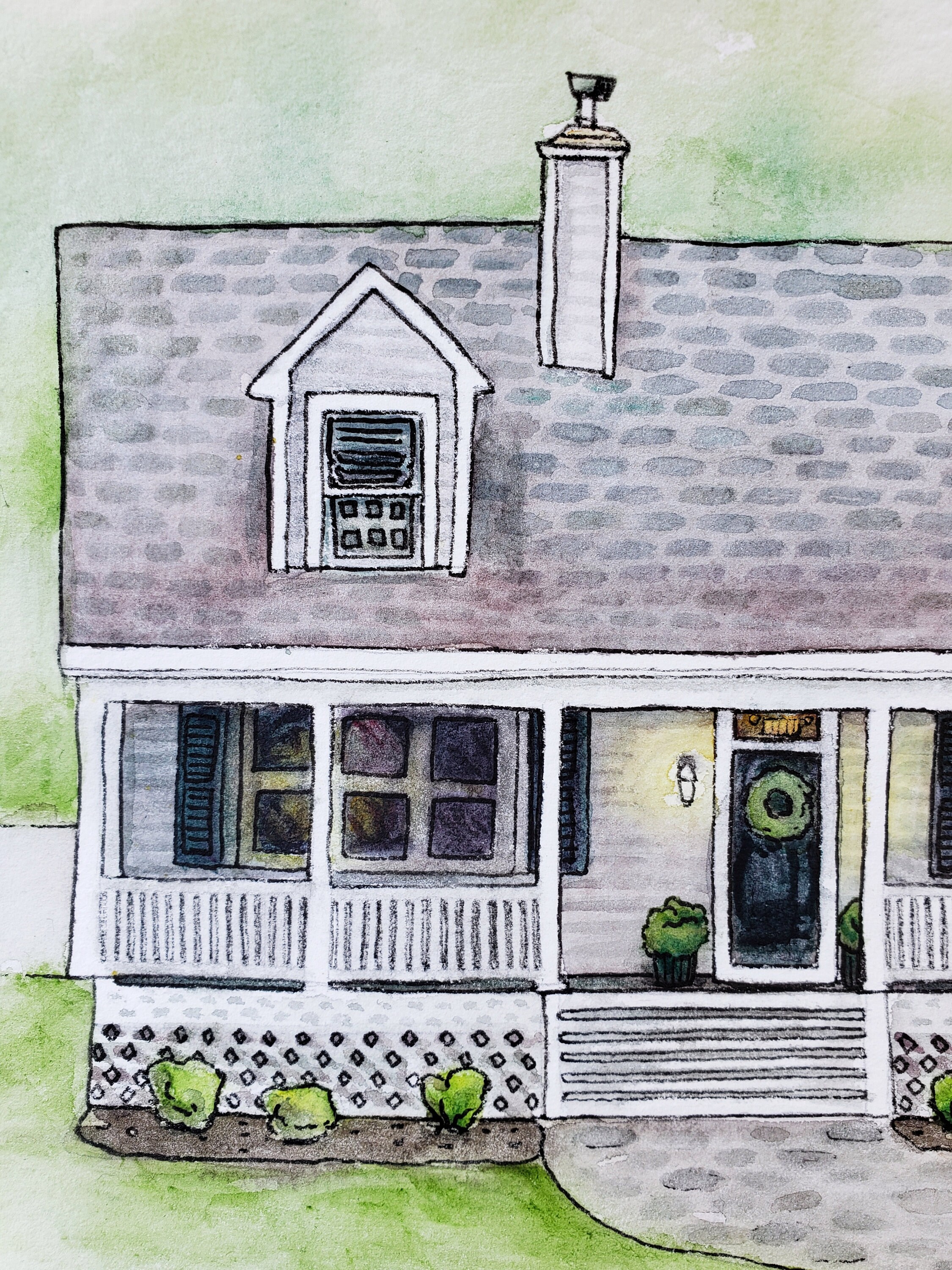 Custom Watercolor House Painting Etsy