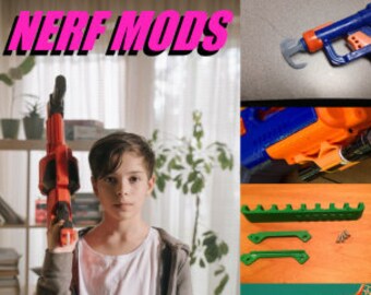 Nerf Mod accessory pack. Grappling Hook, Sight, Dart Holder 6 and 8, Flashlight mount