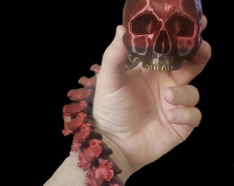 Large Articulating Trophy Skull and Spine - 3D printed fidget toy