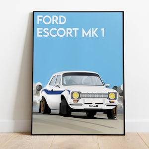 Ford escort mk1 rally vintage poster